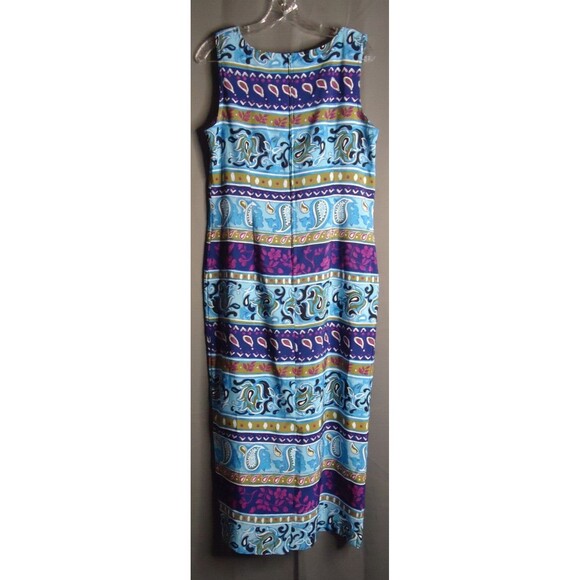 Sag Harbor Blue Green Geometric Floral Print Sheath Sleeveless Dress Size 10 - Picture 8 of 8